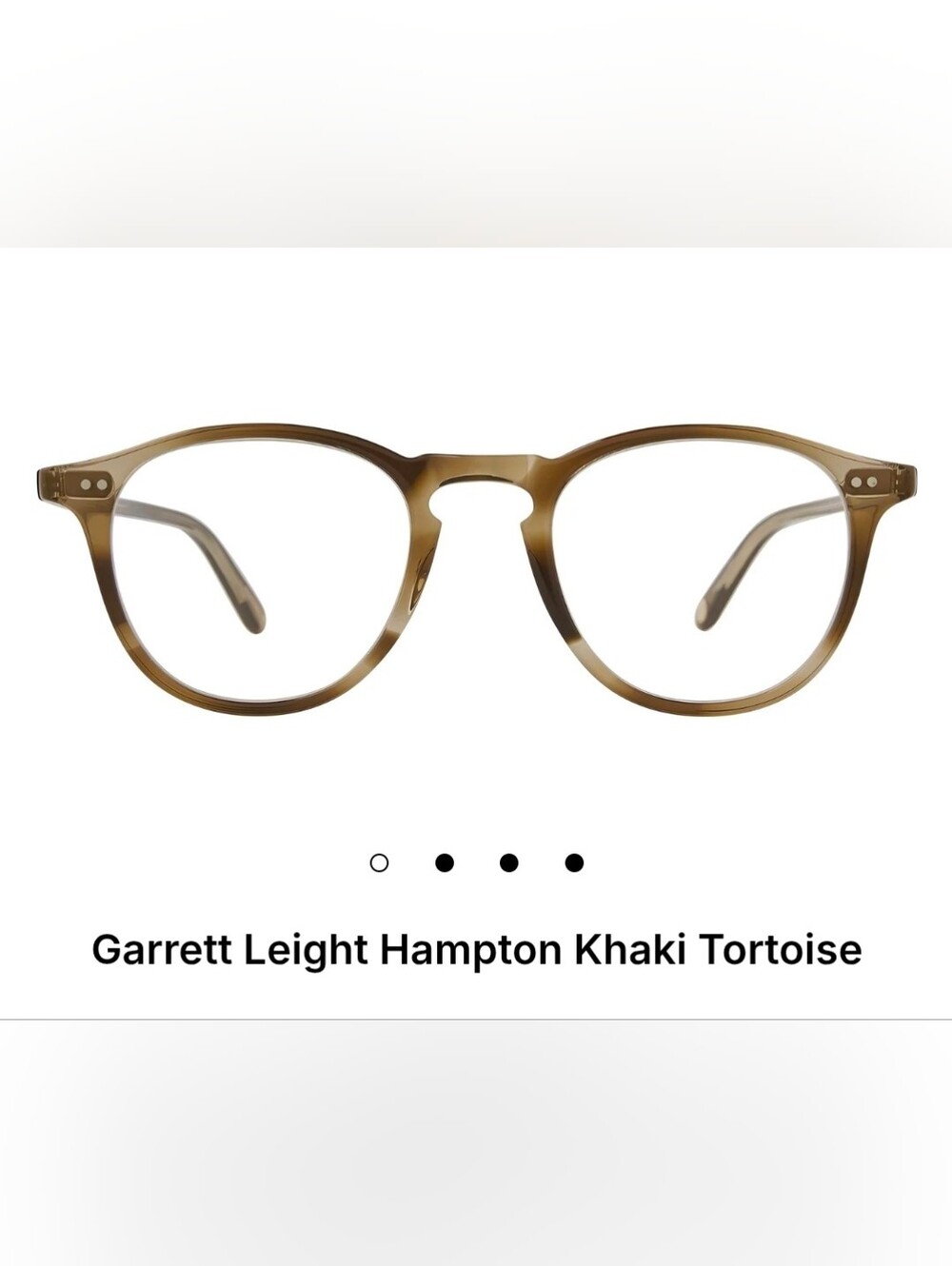 Garrett Leight Glasses Hampton Khaki Tortoise Round Optical $300 NWT